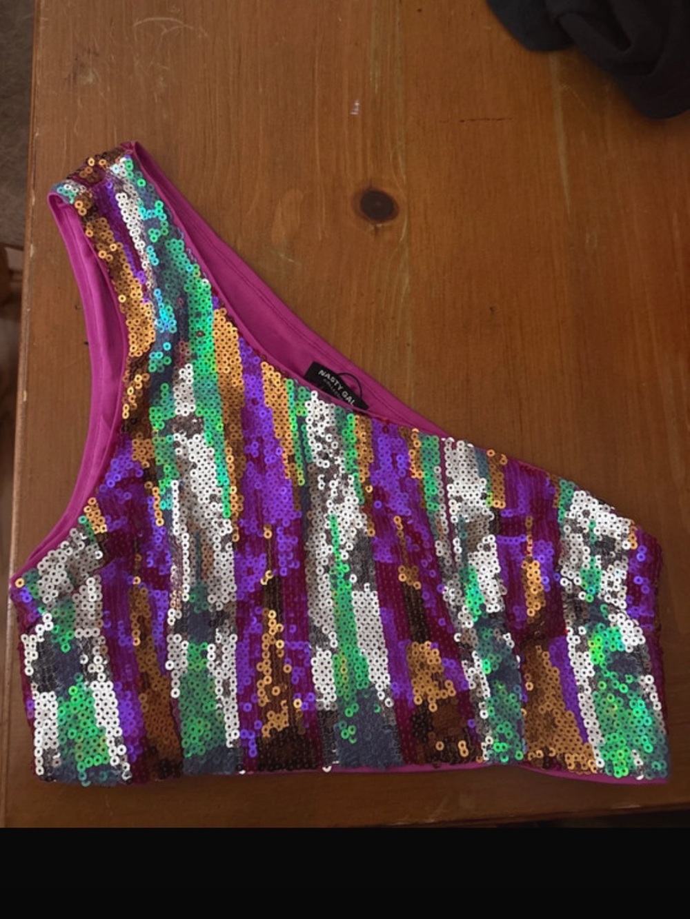 Nasty Gal One-Shoulder Sequin Top